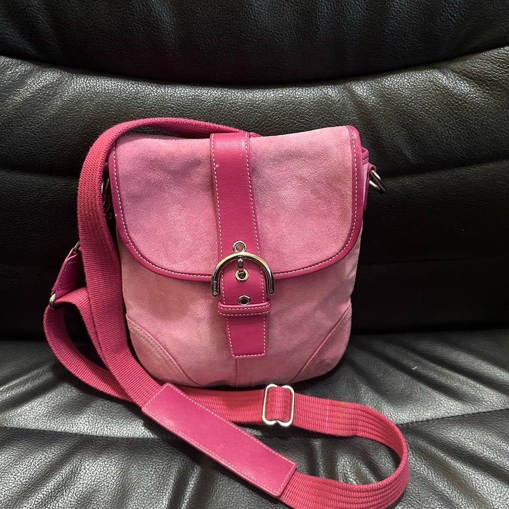 COACH Pink Suede Crossbody Bag